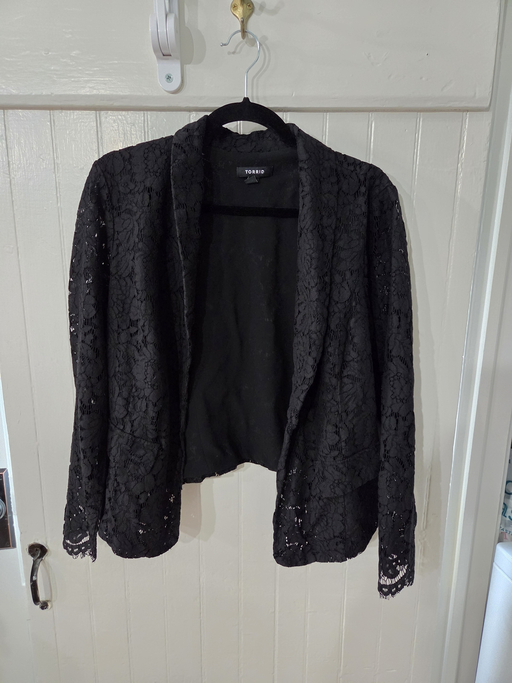 Torrid Black Lace Open-Front Blazer Jacket